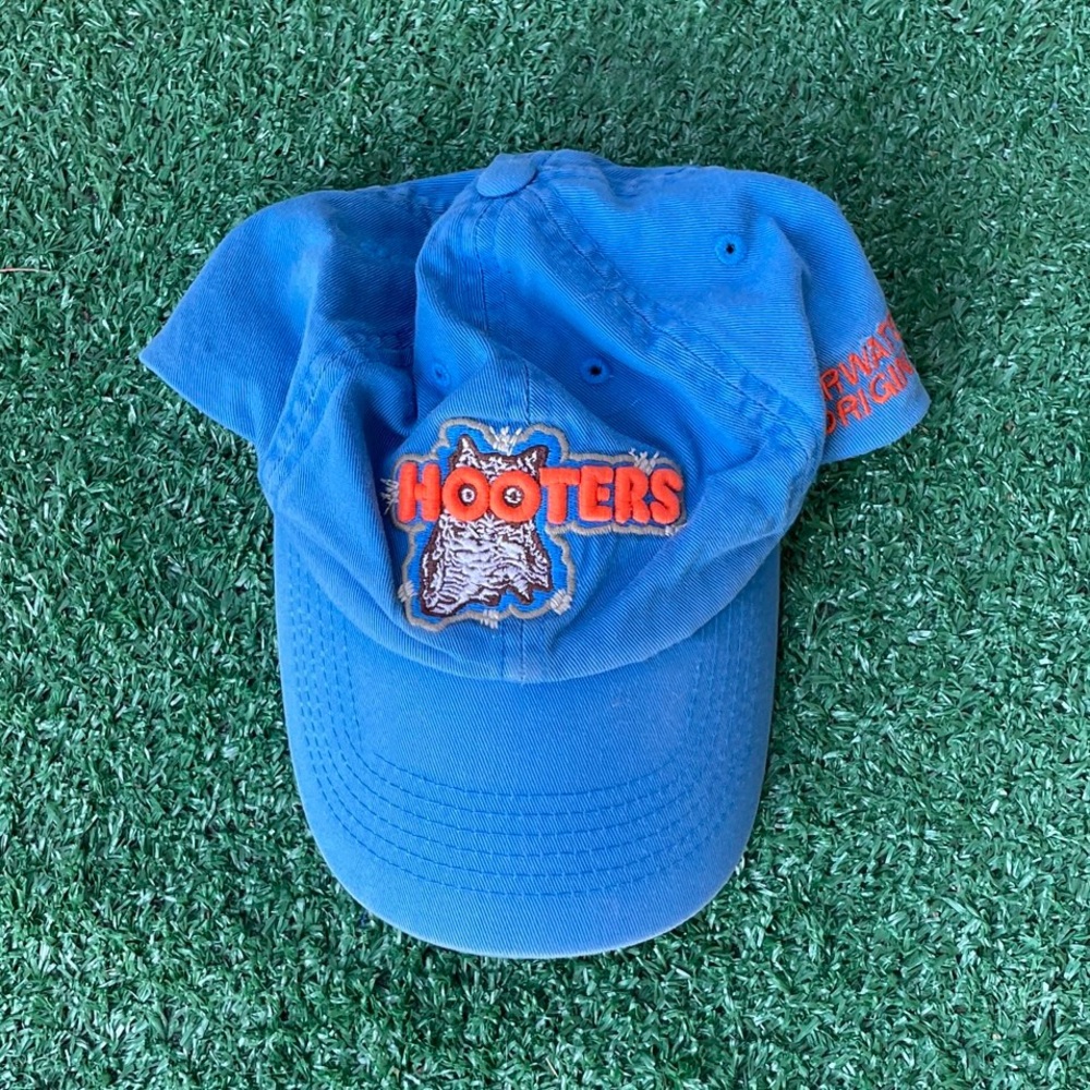 Hooters Bright Blue Cap with Orange Logo Patch - Picture 3 of 7